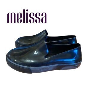 Melissa Women's Shiny Black Marble Slip-on Shoes Loafers 5